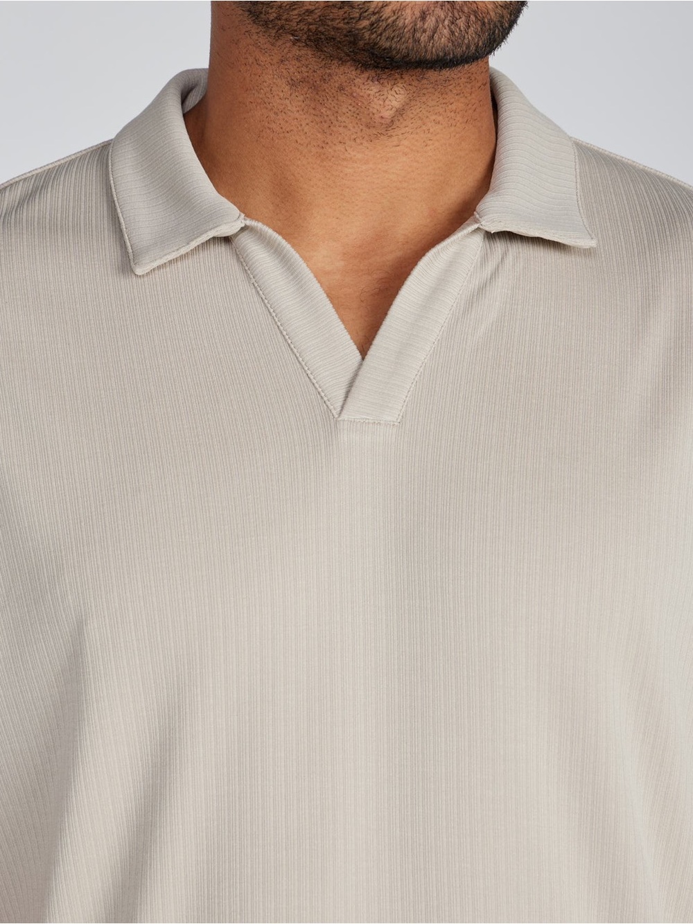 Ribbed Short Sleeve Open V Polo Bylt